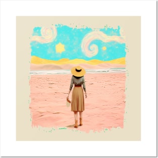 Pastel Coastal Cowgirl - Serene Beach Vibes Posters and Art